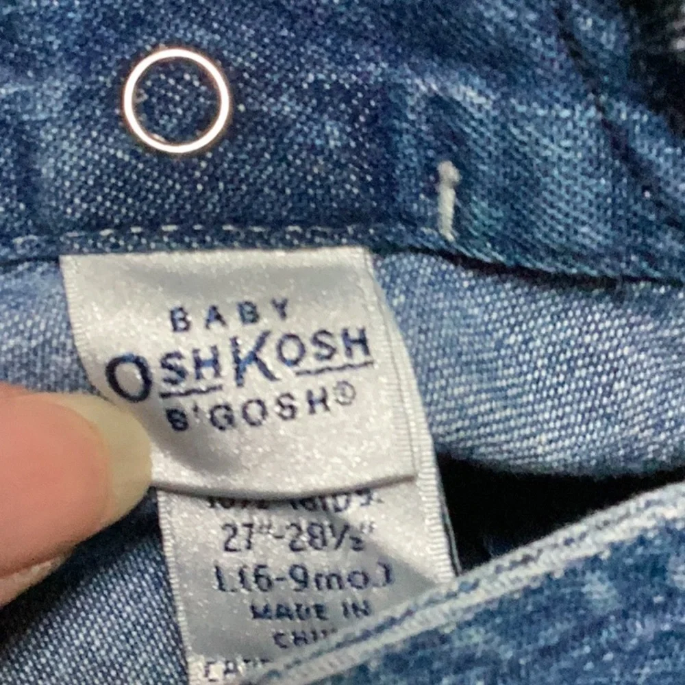 Vintage OshKosh B’Gosh Embroidered‎ Lamb Alphabet Blue Jean Denim Dress Jumper